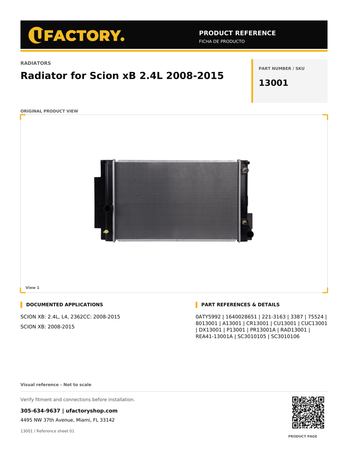 UFactory 13001 - product reference, page 1 of 1