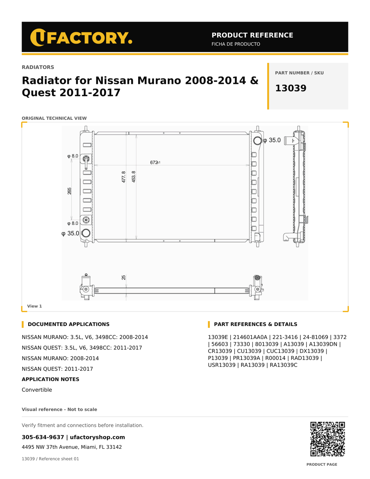 UFactory 13039 - product reference, page 1 of 1