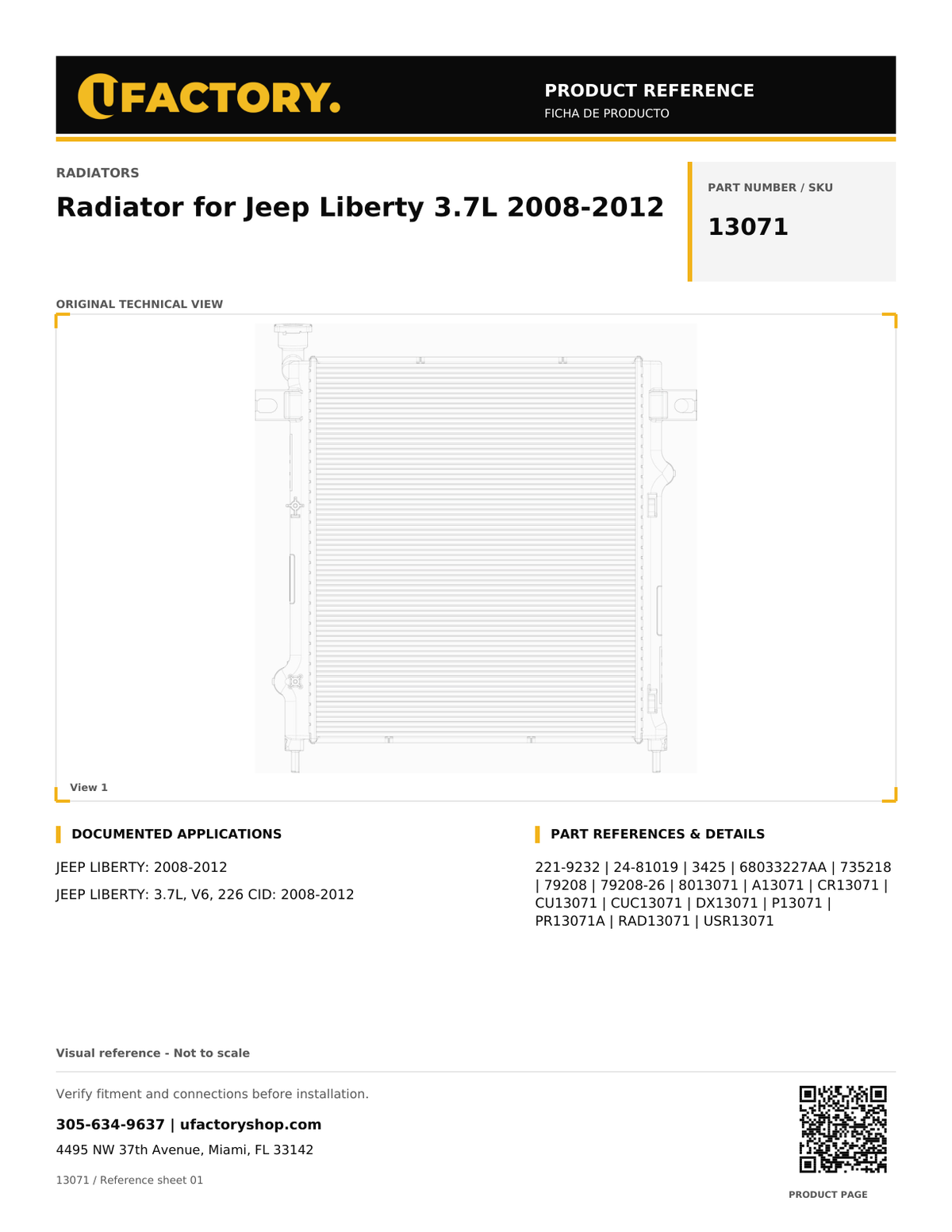 UFactory 13071 - product reference, page 1 of 1