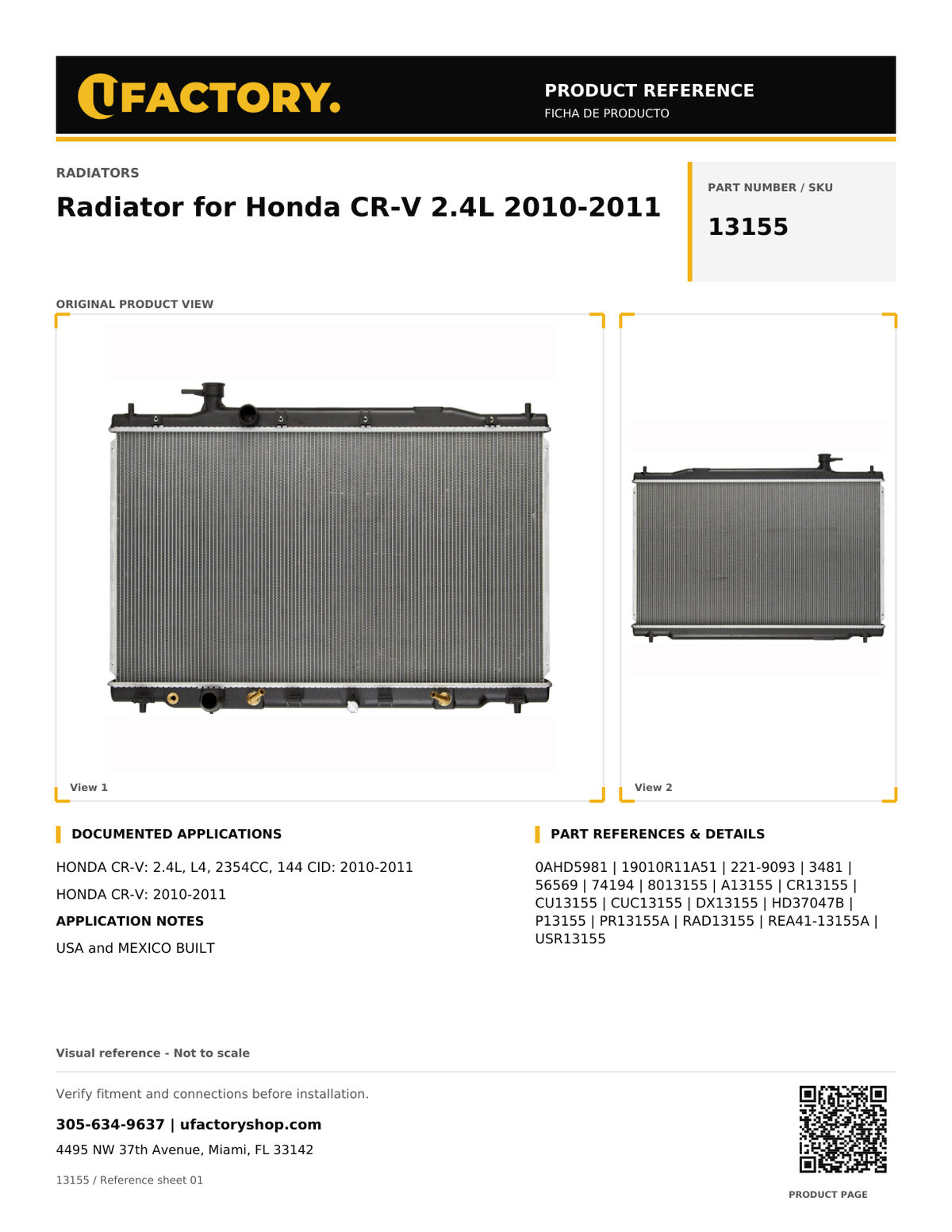 UFactory 13155 - product reference, page 1 of 1