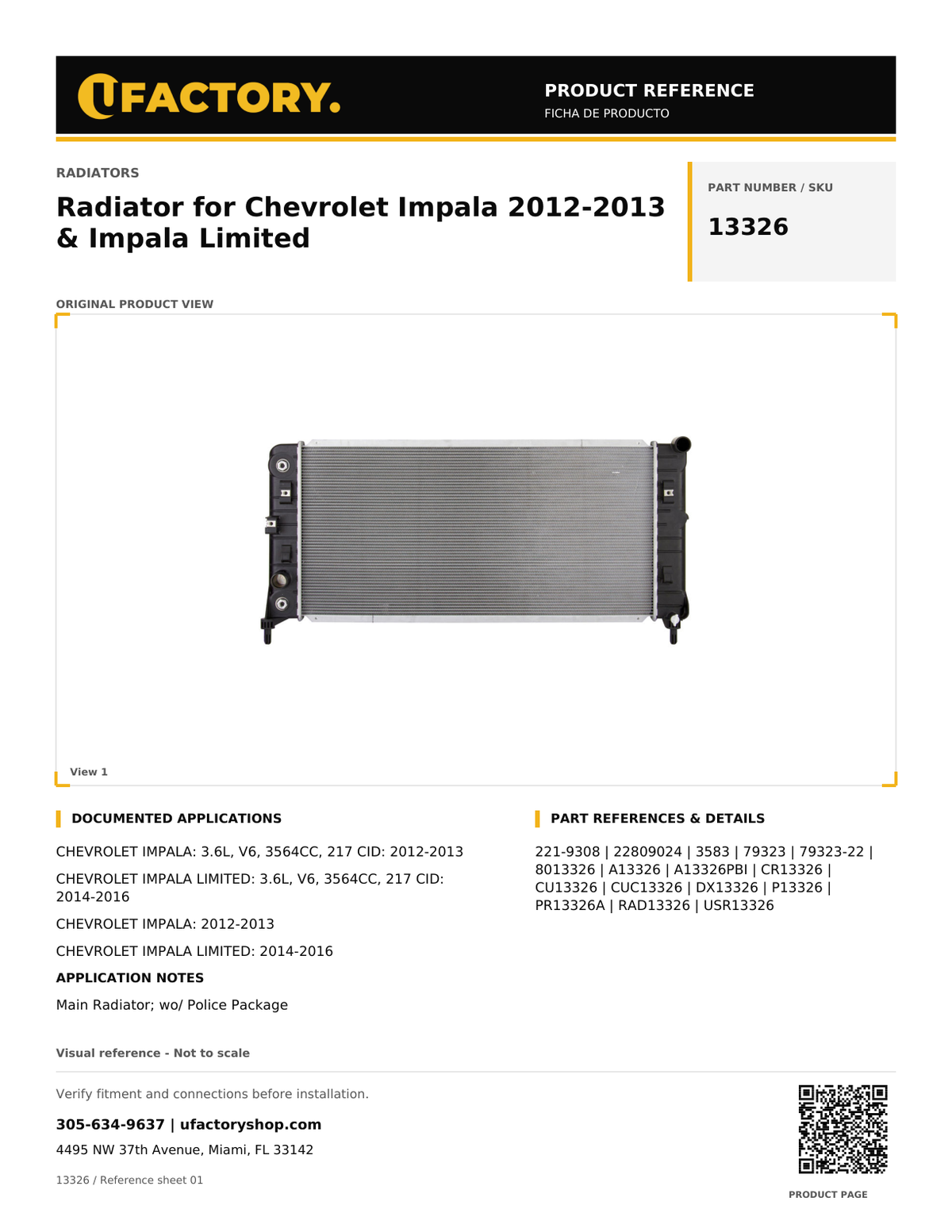 UFactory 13326 - product reference, page 1 of 1
