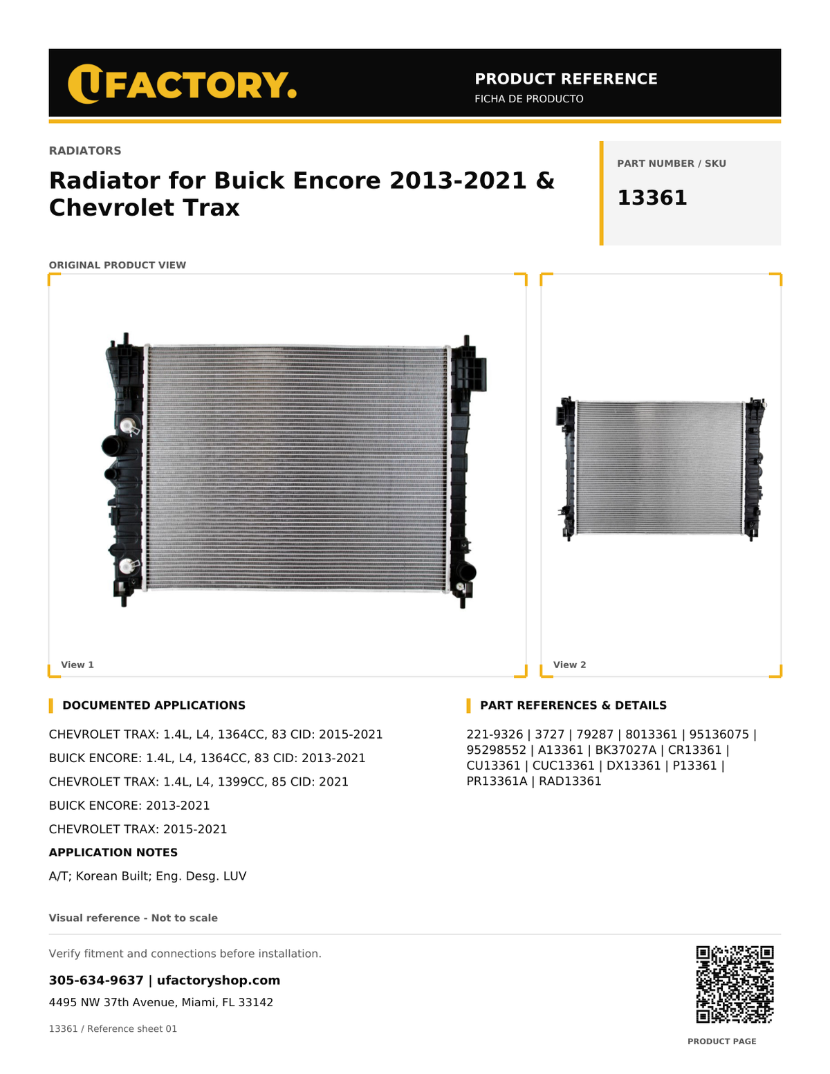 UFactory 13361 - product reference, page 1 of 1