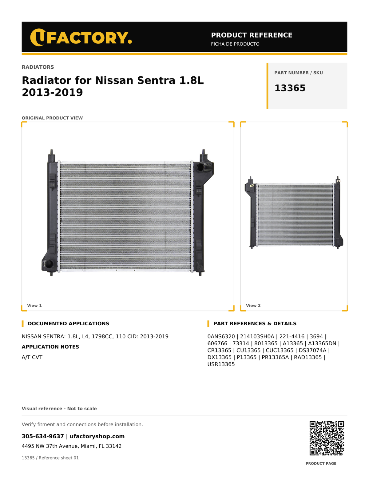 UFactory 13365 - product reference, page 1 of 1