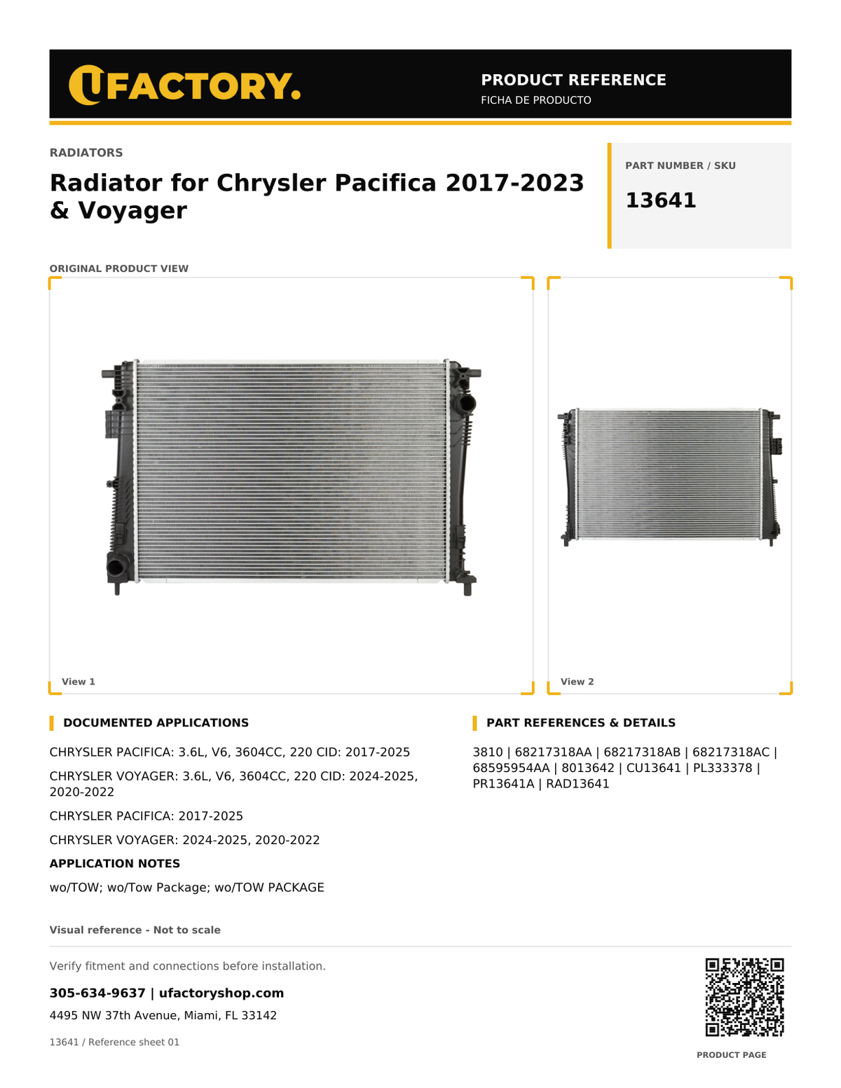 UFactory 13641 - product reference, page 1 of 1