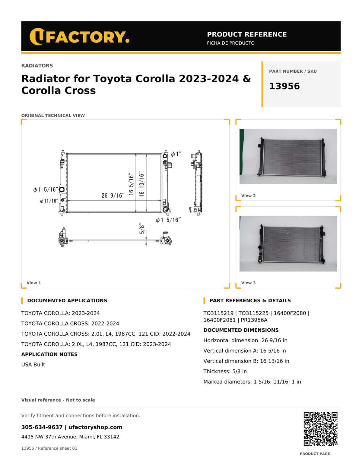 UFactory 13956 - product reference, page 1 of 1