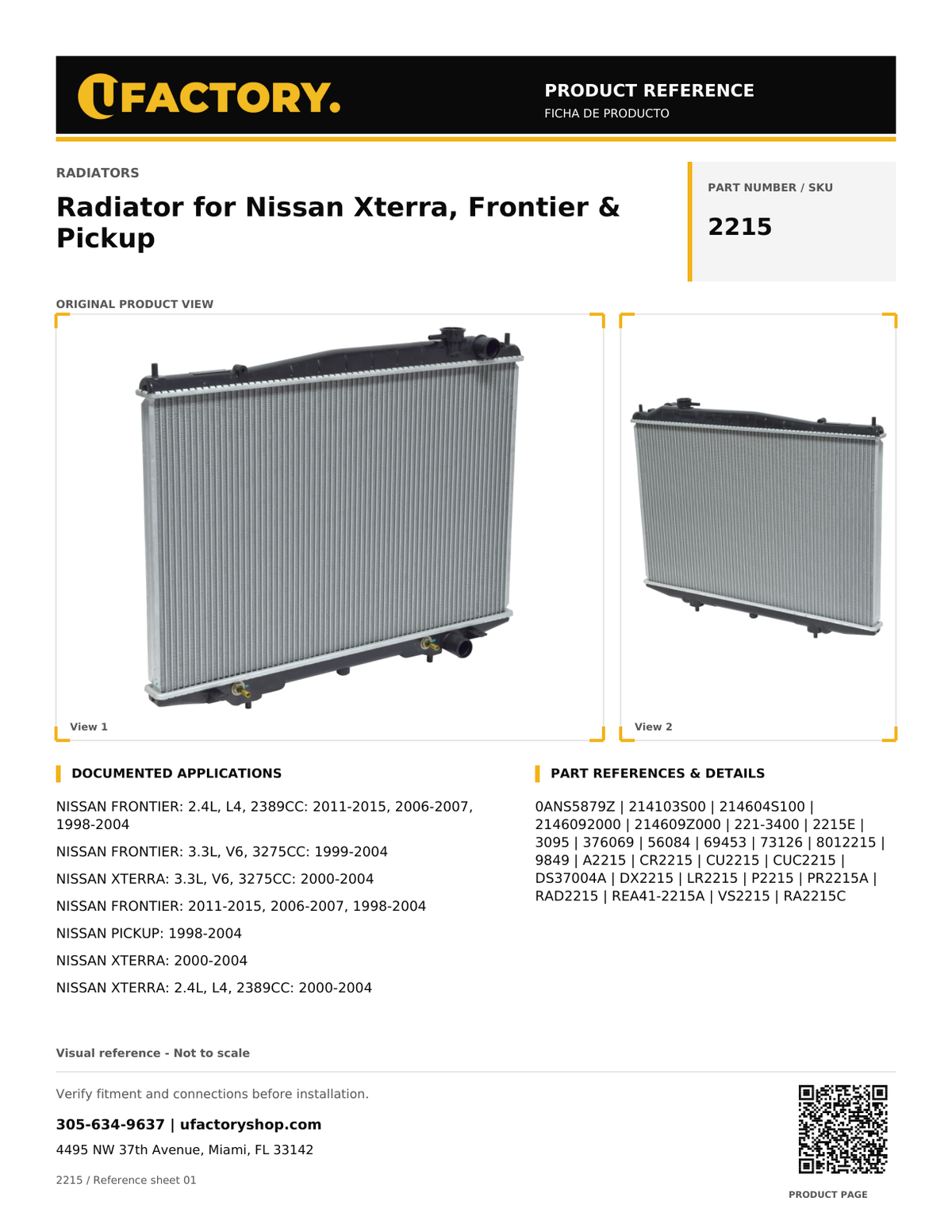 UFactory 2215 - product reference, page 1 of 2