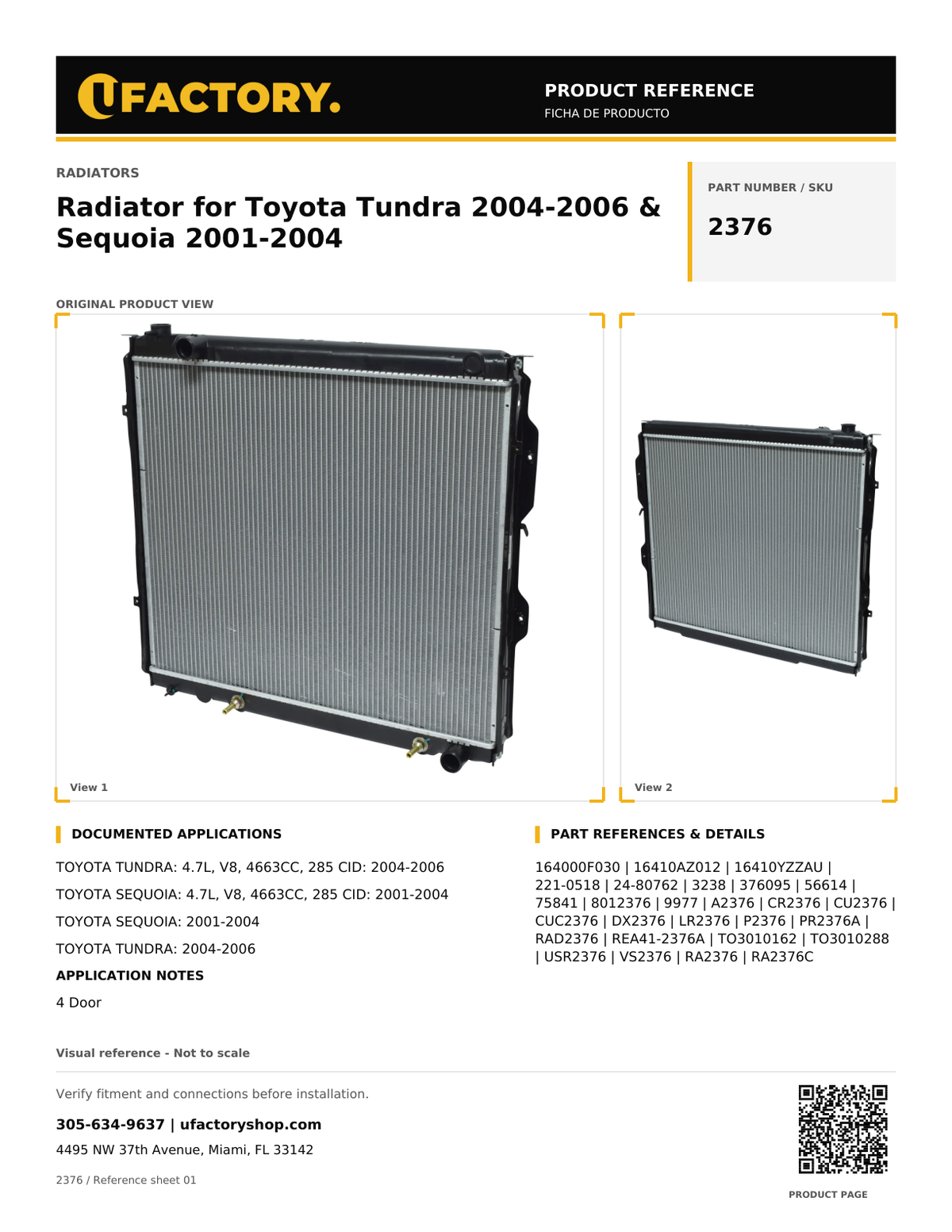 UFactory 2376 - product reference, page 1 of 1