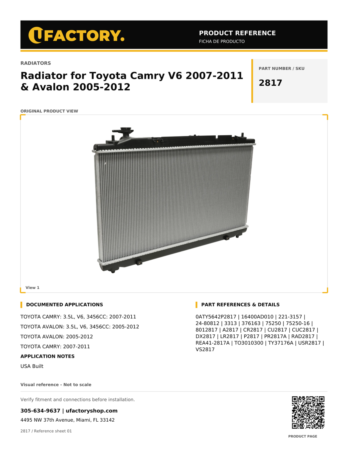UFactory 2817 - product reference, page 1 of 1