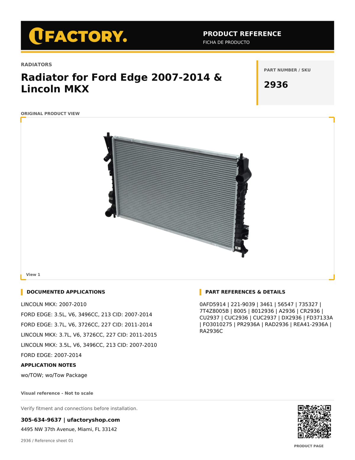 UFactory 2936 - product reference, page 1 of 1