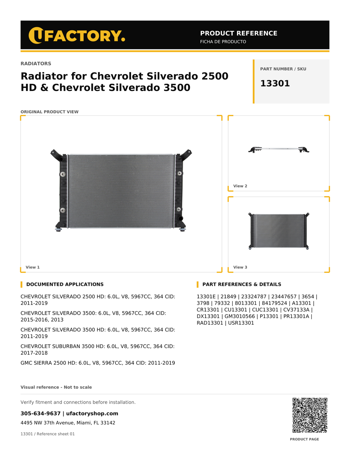 UFactory 13301 product reference sheet - page 1