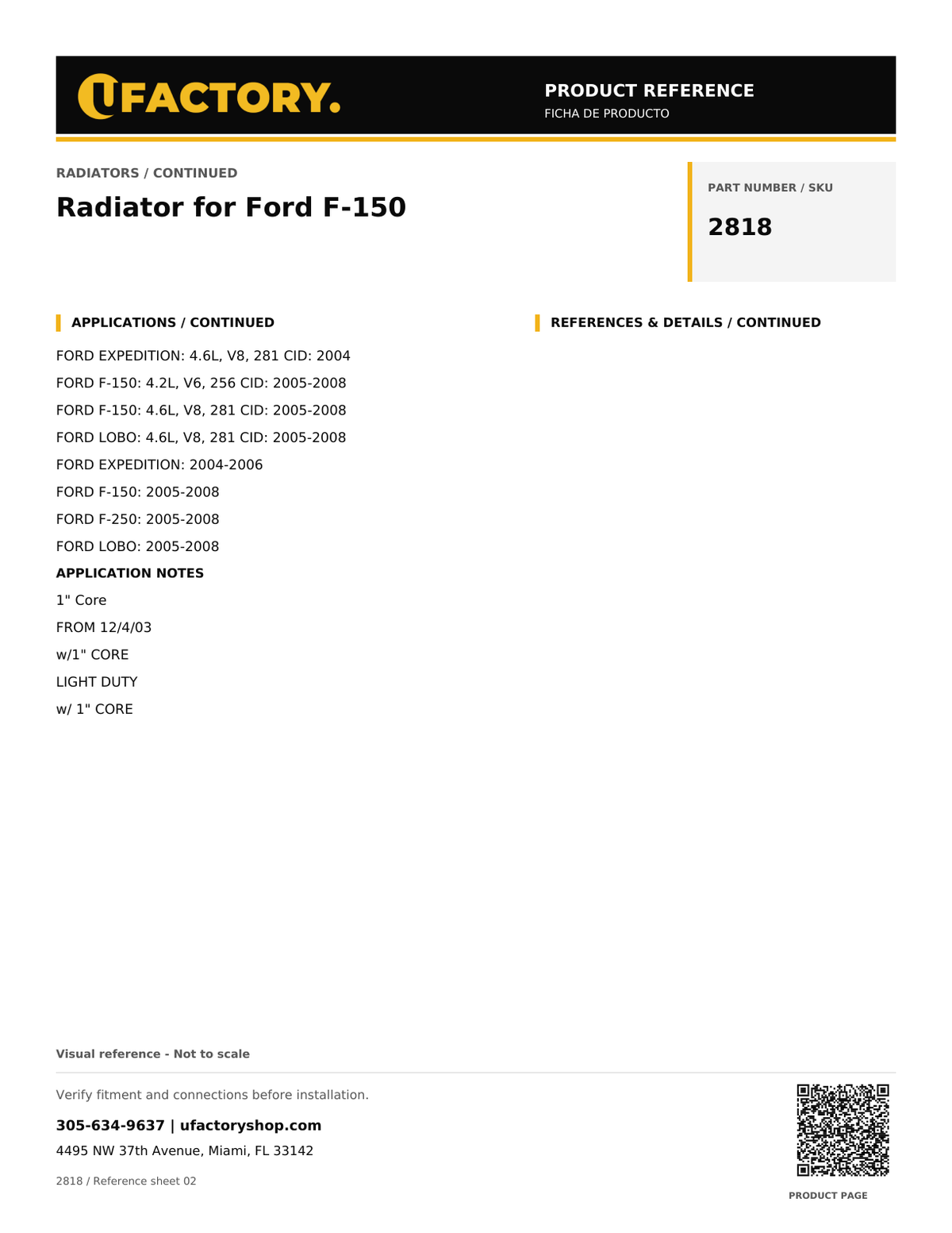 UFactory 2818 product reference sheet - page 2